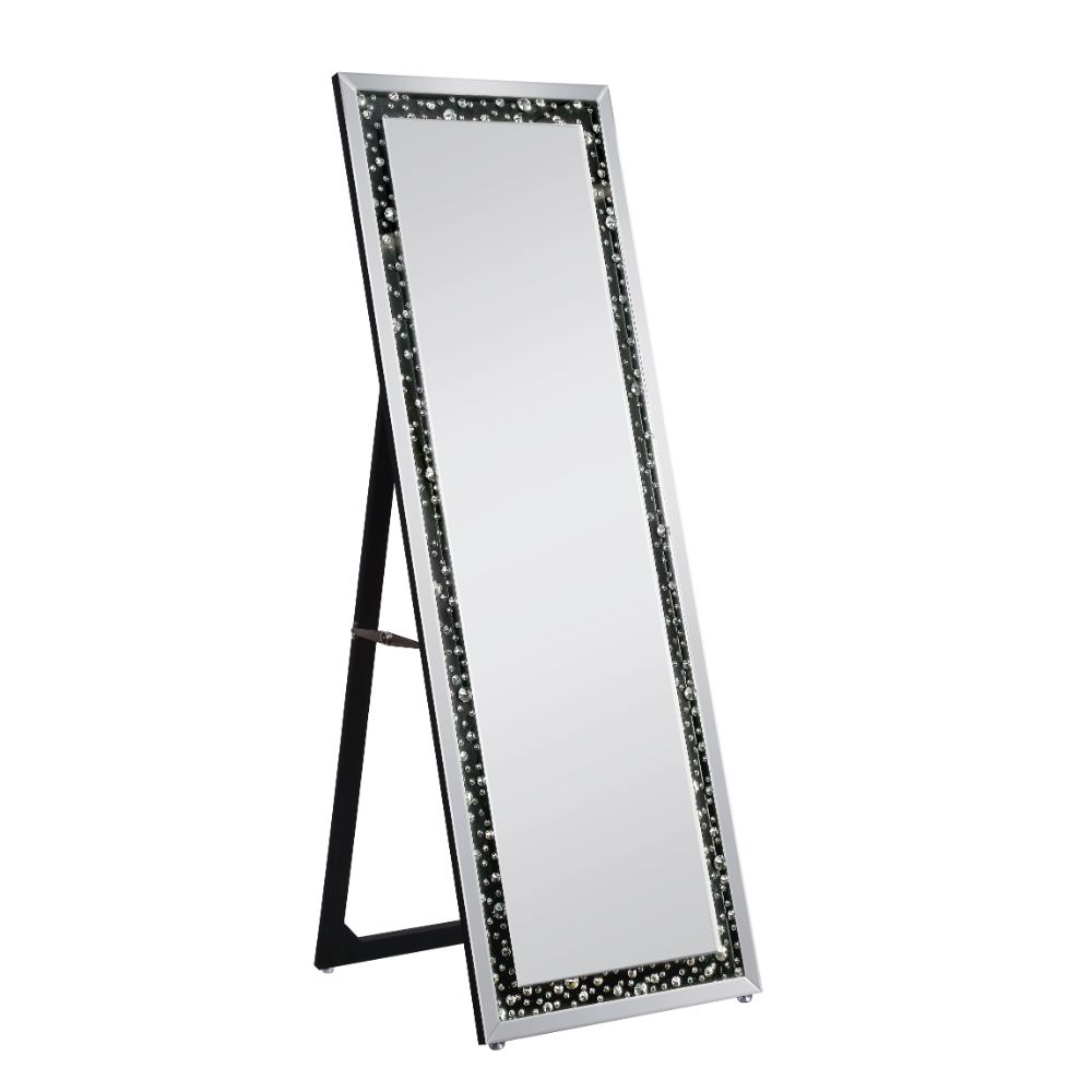 Acme - Nysa Floor Mirror 97158 Faux Crystals