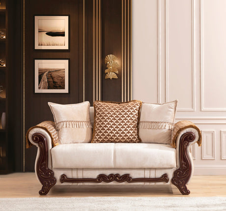 Carmen Loveseat Made With Chenille Upholstery in Beige Color | Home Elegance USA