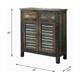 Acme - Glancio Console Cabinet 97253 Antique Oak & Teal Finish