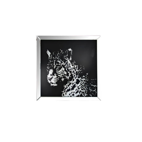 Acme - Talisha Wall Art 97316 Mirrored & Faux Crystal Leopard
