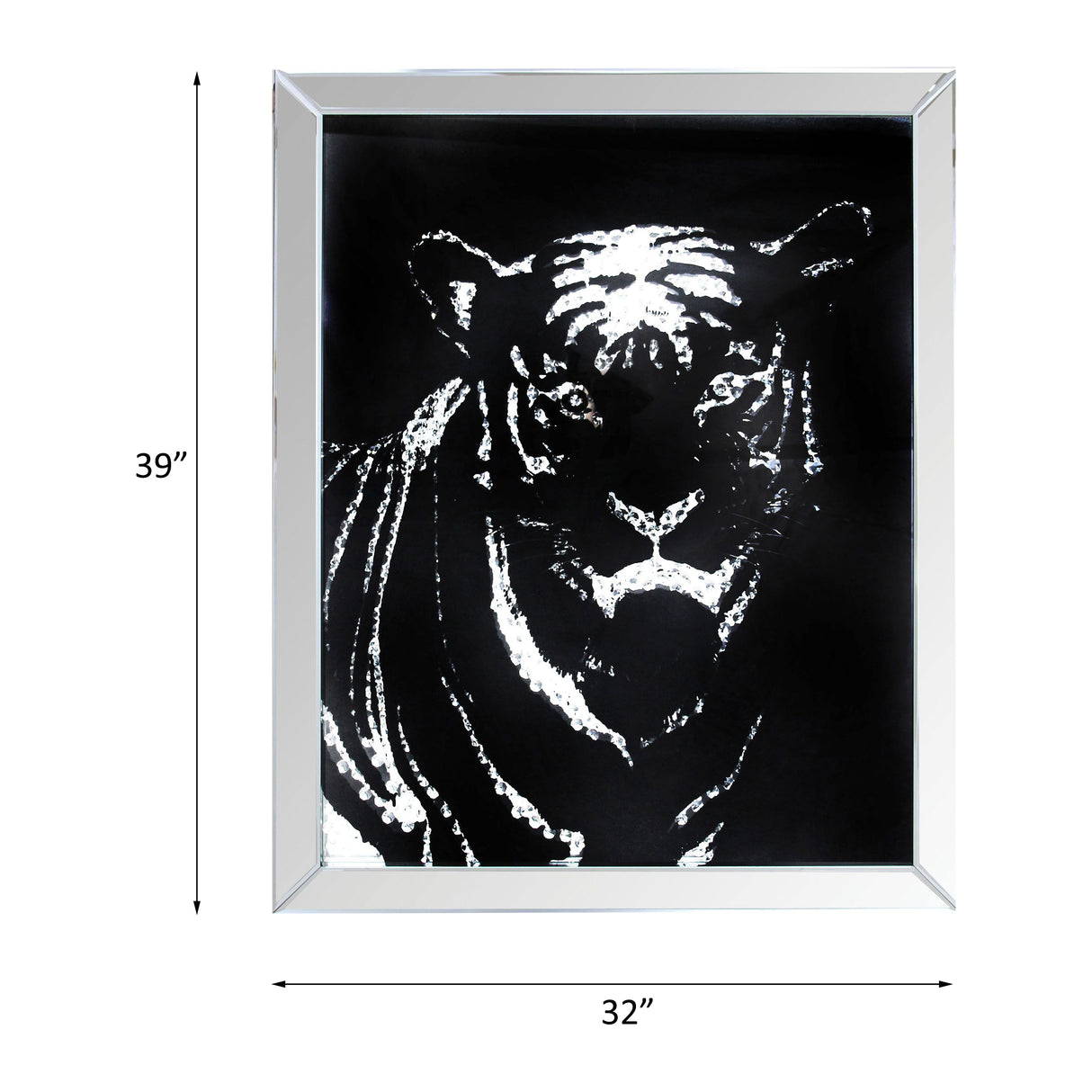 Acme - Talisha Wall Art 97319 Mirrored & Faux Crystal Tiger