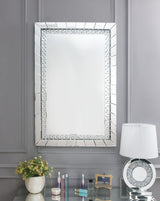 Acme - Nysa Accent Mirror 97386 Mirrored & Faux Crystals