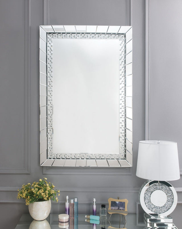 Acme - Nysa Accent Mirror 97386 Mirrored & Faux Crystals