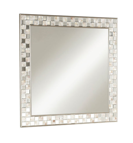 Acme - Nasa Accent Mirror 97388 Mirrored & Mother of Pearl Finish