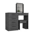 Makeup Dressing Table, Mirror, Four Drawers, Stool, Smokey Oak