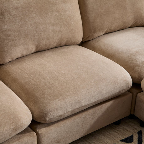 130 in. oversize 5-Piece L Shaped Modular Free Combination Sectional Velvet Sofa Couch with Ottoman for Living Room and Spacious Space, Nomad - sold by Home Elegance USA