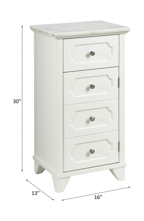 Acme - Shakeia Cabinet 97538 Marble Top & White Finish