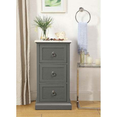 Acme - Swart Cabinet 97541 Marble Top & Gray Finish