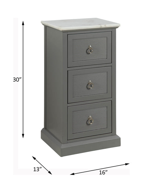 Acme - Swart Cabinet 97541 Marble Top & Gray Finish