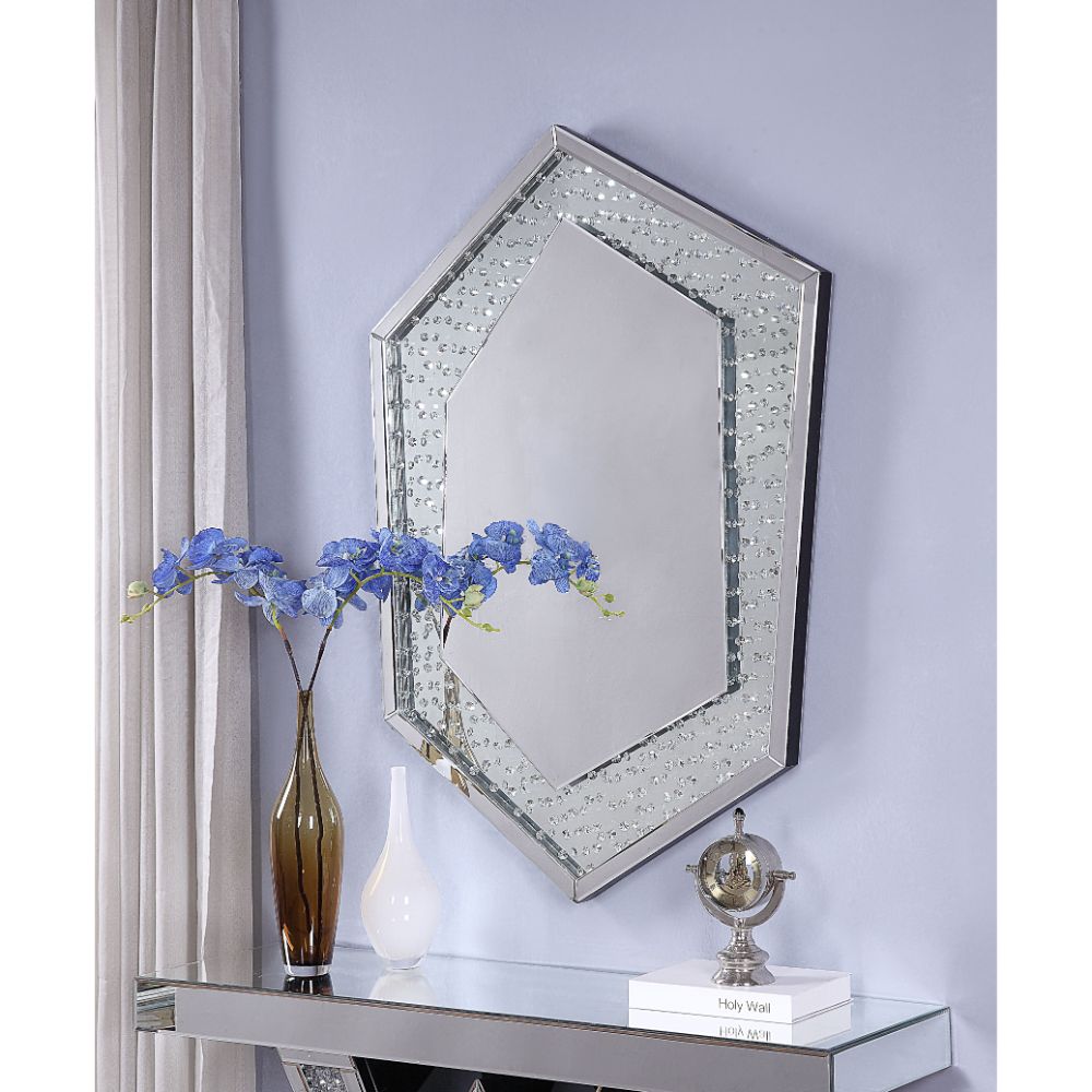 Acme - Nysa Accent Mirror 97570 Mirrored & Faux Crystals