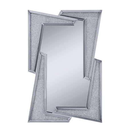 Acme - Noralie Accent Mirror 97571 Mirrored & Faux Diamonds