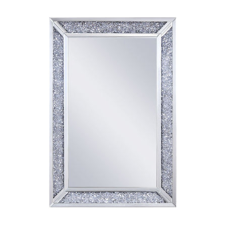 Acme - Noralie Accent Mirror 97572 Mirrored & Faux Diamonds