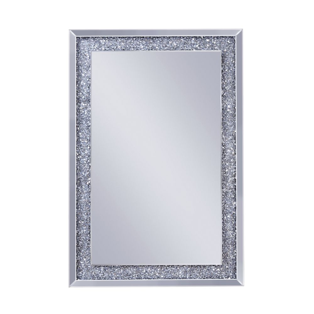 Acme - Noralie Accent Mirror 97573 Mirrored & Faux Diamonds