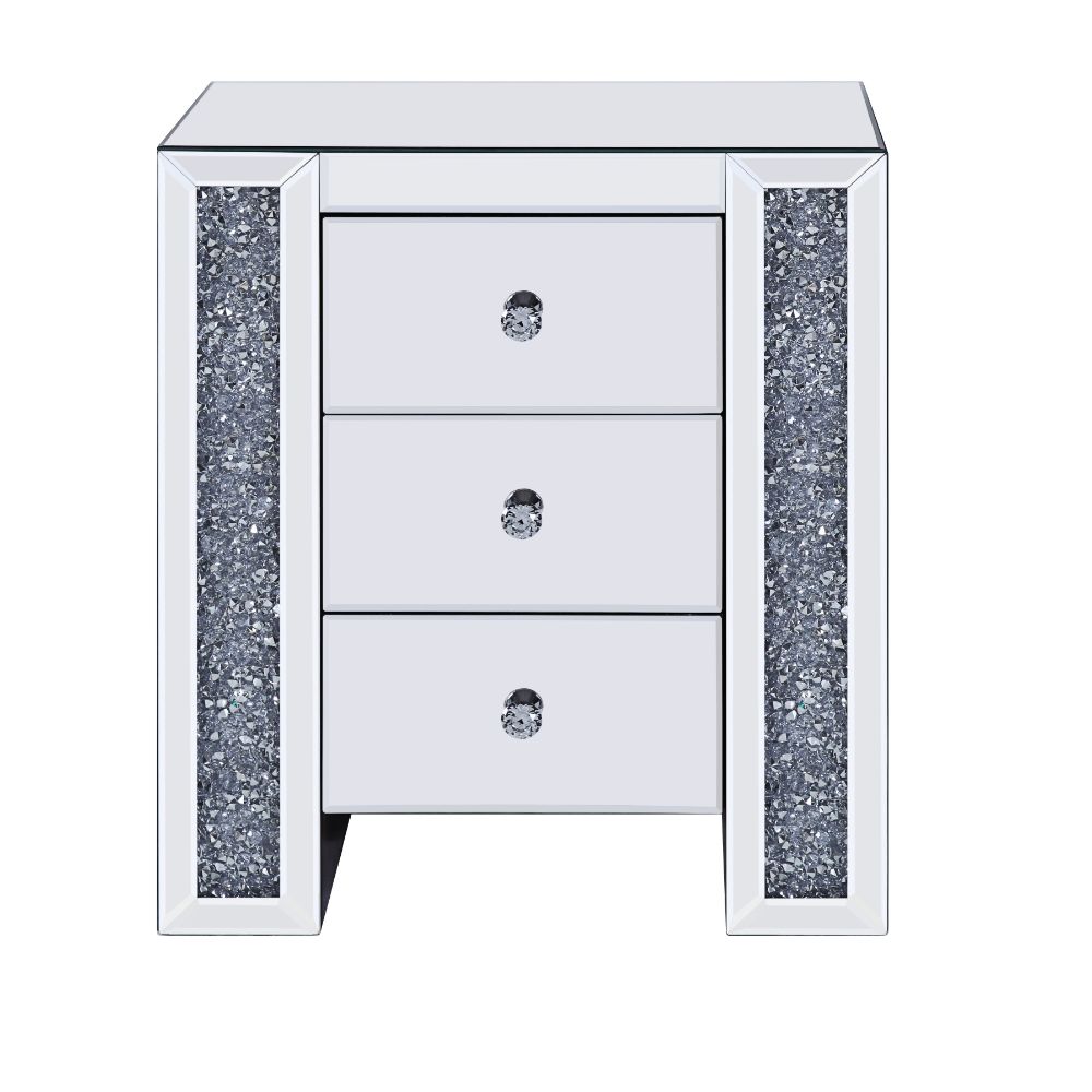 Acme - Noralie Accent Table 97640 Mirrored & Faux Diamonds