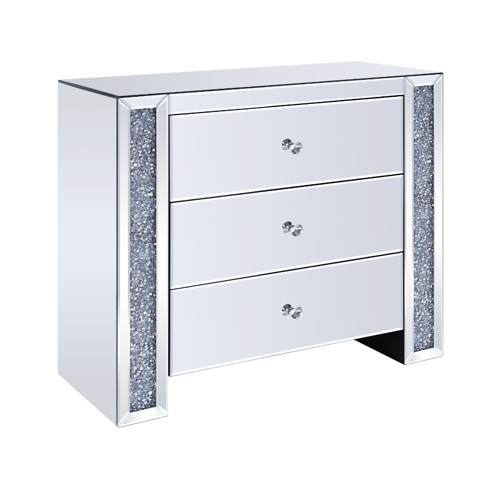 Acme - Noralie Console Cabinet 97642 Mirrored & Faux Diamonds