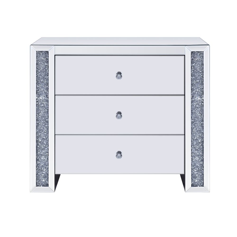 Acme - Noralie Console Cabinet 97642 Mirrored & Faux Diamonds