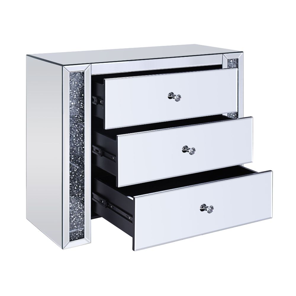 Acme - Noralie Console Cabinet 97642 Mirrored & Faux Diamonds