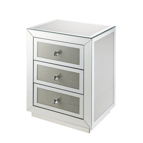 Acme - Noralie Accent Table 97660 Mirrored & Faux Diamonds