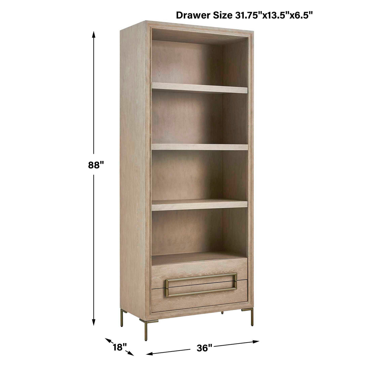 Alessia Etagere Light Oak - Light Brown by Uttermost - View 10