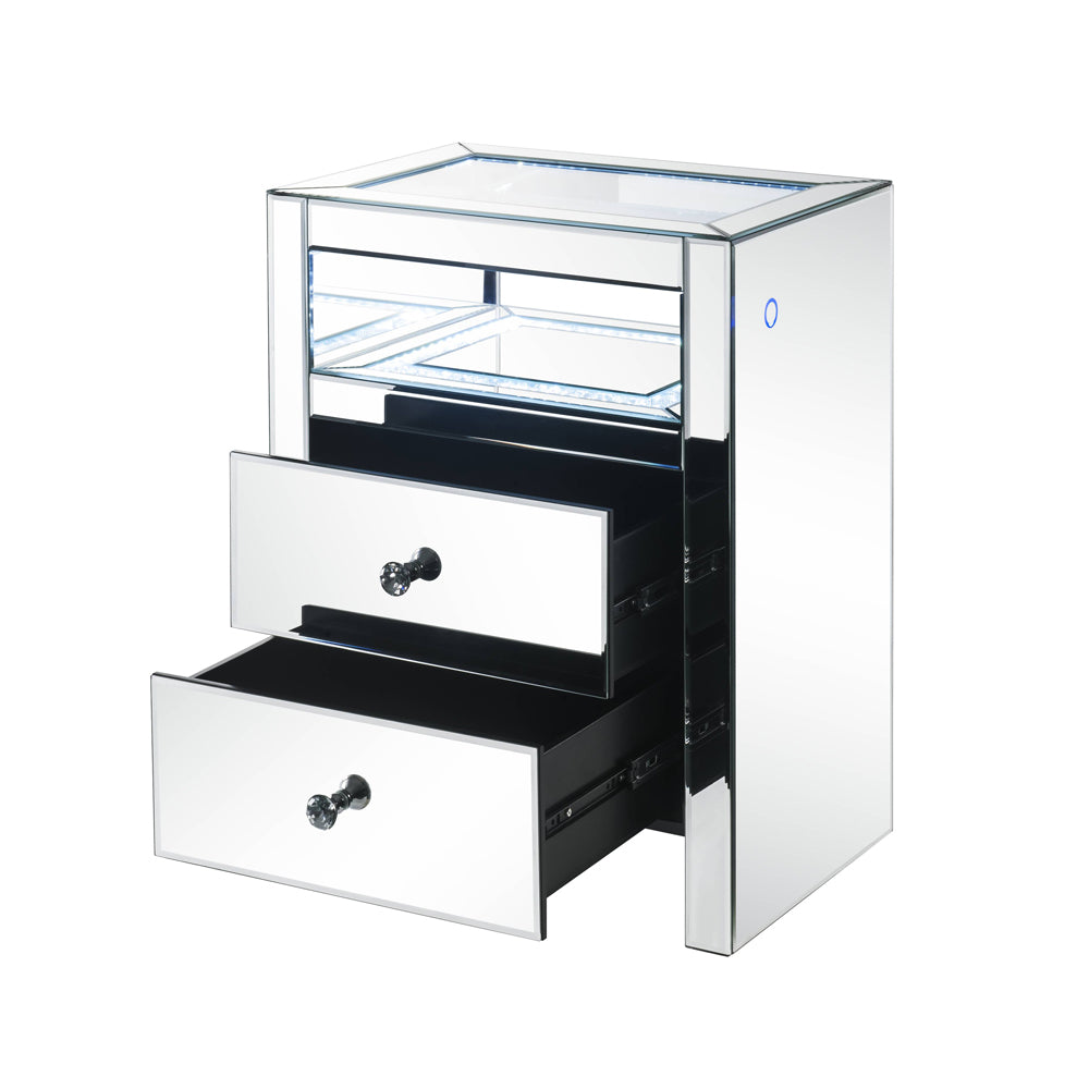 Acme - Dominic Accent Table W/Led 97685 Mirrored