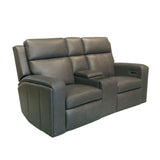 Wyatt Power Reclining Loveseat With Console & Power Headrests & Lumbar - Gunmetal | Flexsteel
