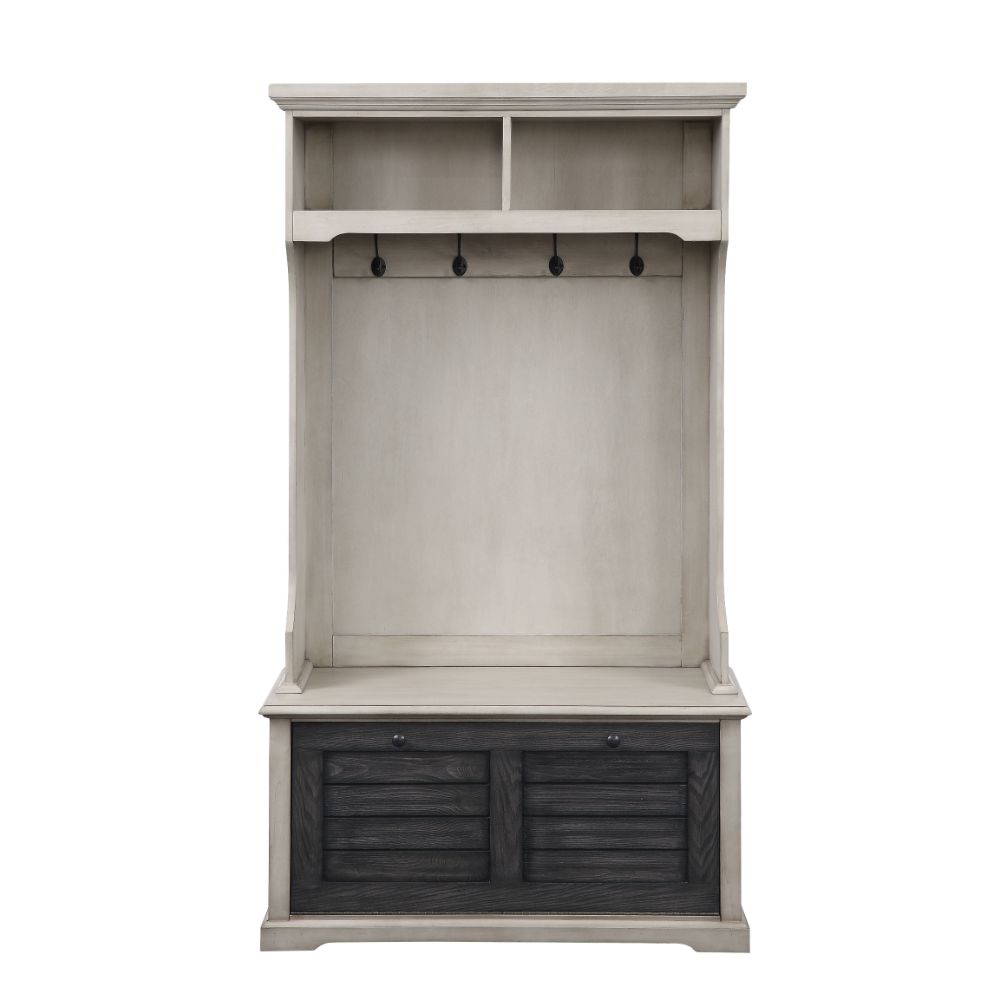 Acme - Shermie Hall Tree 97698 Antique White & Dark Gray Finish