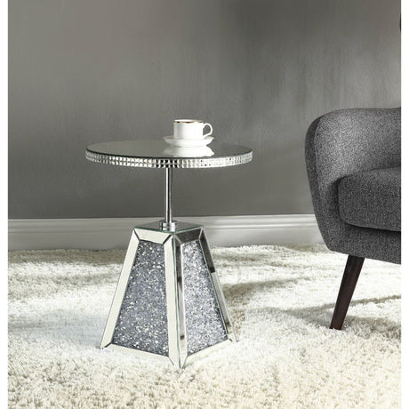 Acme - Noralie Accent Table 97702 Mirrored & Faux Diamonds