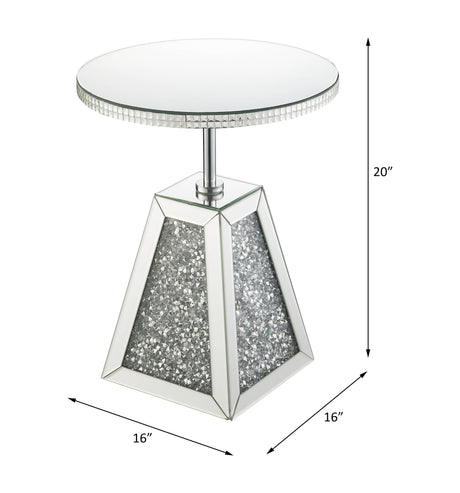 Acme - Noralie Accent Table 97702 Mirrored & Faux Diamonds