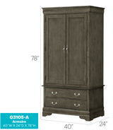 Louis Phillipe G3105-A Armoire , Gray - sold by Home Elegance USA