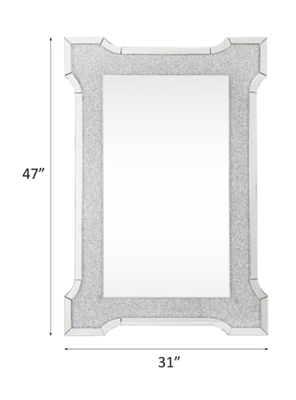 Acme - Noralie Accent Mirror 97705 Mirrored & Faux Diamonds