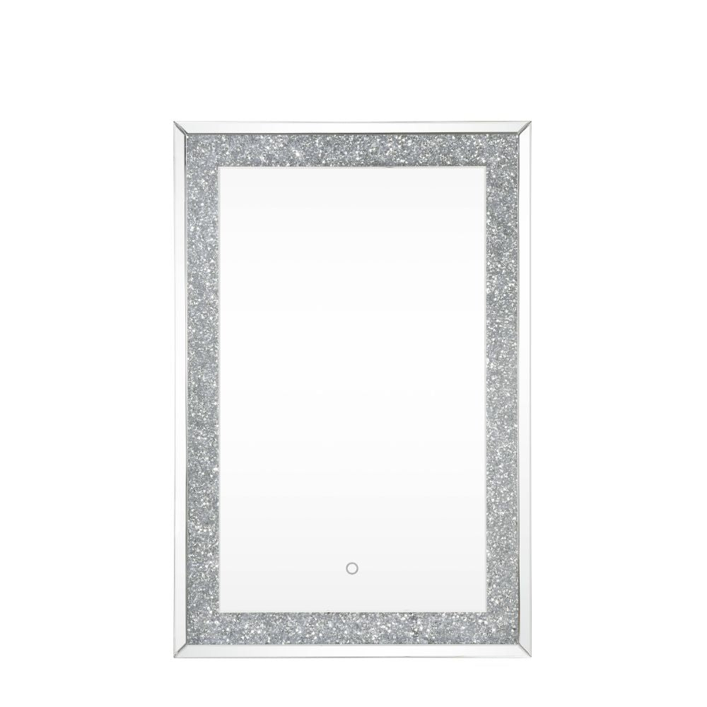 Acme - Noralie Accent Mirror W/Led 97706 Mirrored & Faux Diamonds