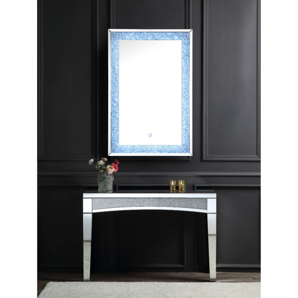 Acme - Noralie Accent Mirror W/Led 97706 Mirrored & Faux Diamonds