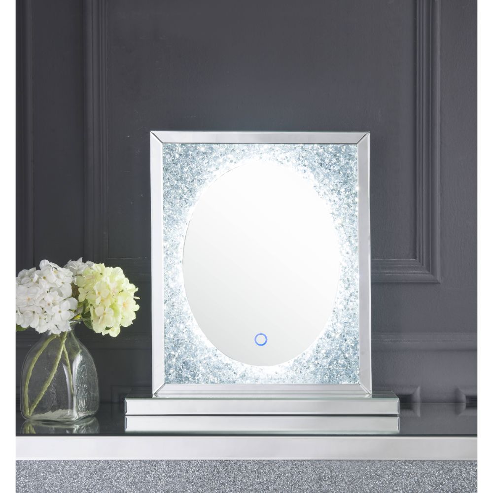 Acme - Noralie Accent Mirror W/Led 97707 Mirrored & Faux Diamonds