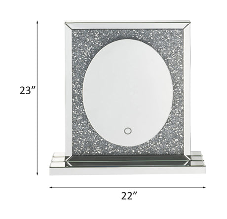 Acme - Noralie Accent Mirror W/Led 97707 Mirrored & Faux Diamonds