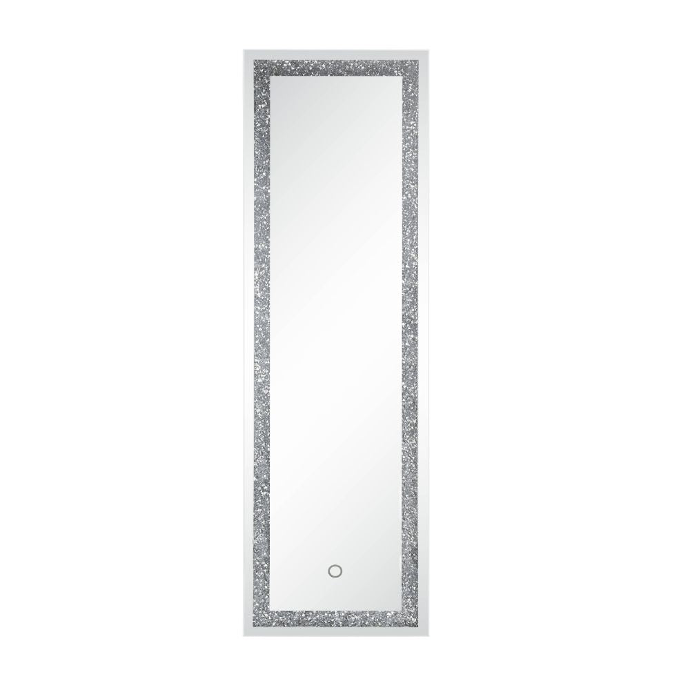 Acme - Noralie Floor Mirror W/Led 97713 Mirrored & Faux Diamonds