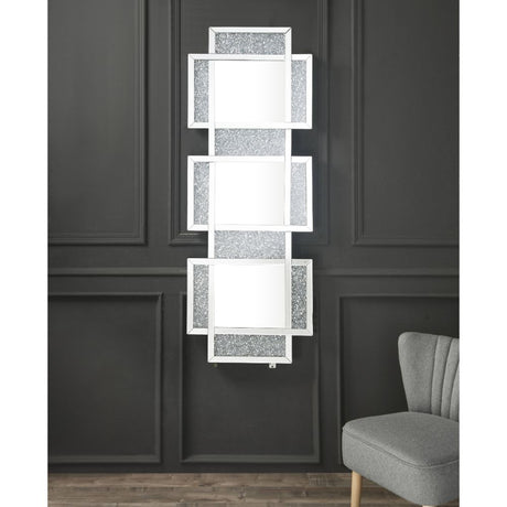 Acme - Noralie Accent Mirror 97721 Mirrored & Faux Diamonds