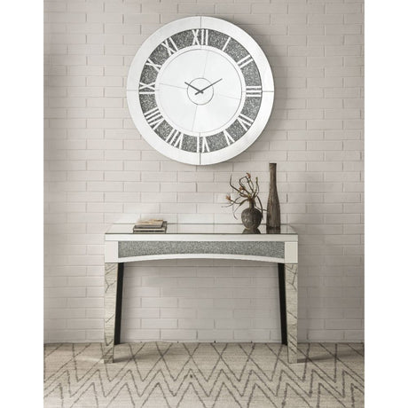 Acme - Noralie Wall Clock 97723 Mirrored & Faux Diamonds