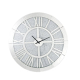 Acme - Noralie Wall Clock 97724 Mirrored & Faux Diamonds