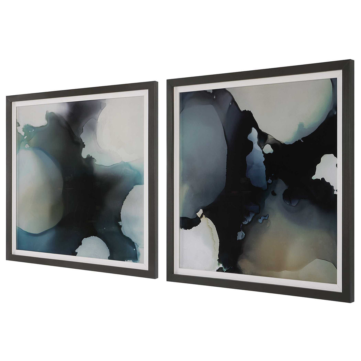 Telescopic Abstract Framed Prints (Set of 2) - Black / Blue by Uttermost - View 4
