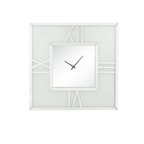 Acme - Noralie Wall Clock W/Led 97730 Mirrored & Faux Diamonds