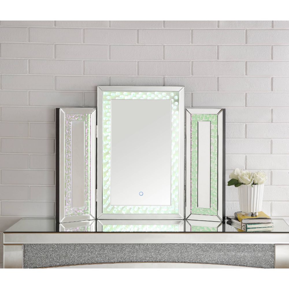 Acme - Nysa Accent Mirror W/Led 97732 Mirrored & Faux Crystals