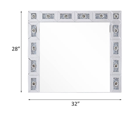 Acme - Noralie Accent Mirror 97746 Mirrored & Faux Diamonds