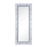 Acme - Noralie Floor Mirror 97754 Mirrored & Faux Diamonds