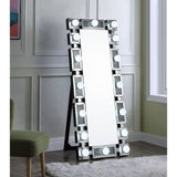 Acme - Noralie Floor Mirror 97756 Mirrored & Faux Diamonds