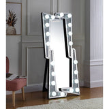 Acme - Noralie Floor Mirror 97757 Mirrored & Faux Diamonds