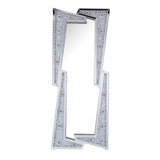 Acme - Noralie Floor Mirror 97757 Mirrored & Faux Diamonds