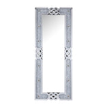 Acme - Noralie Floor Mirror 97758 Mirrored & Faux Diamonds