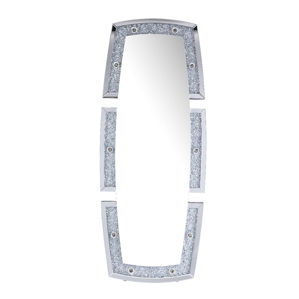 Acme - Noralie Floor Mirror 97759 Mirrored & Faux Diamonds