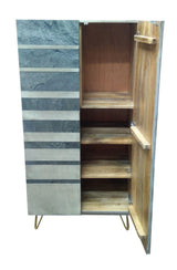 Acme - Beretta Cabinet 97766 Gray Stone & Ash Oak Finish