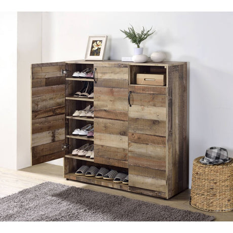 Acme - Howia Shoe Cabinet 97781 Rustic Gray Oak Finish